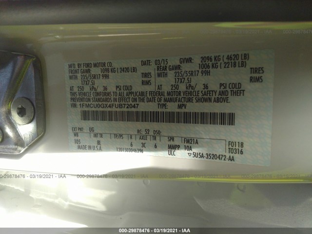 Photo 8 VIN: 1FMCU0GX4FUB72047 - FORD ESCAPE 