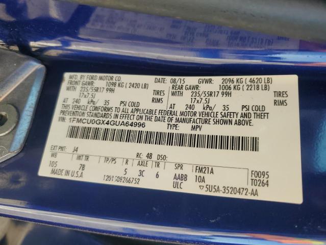 Photo 12 VIN: 1FMCU0GX4GUA64996 - FORD ESCAPE SE 