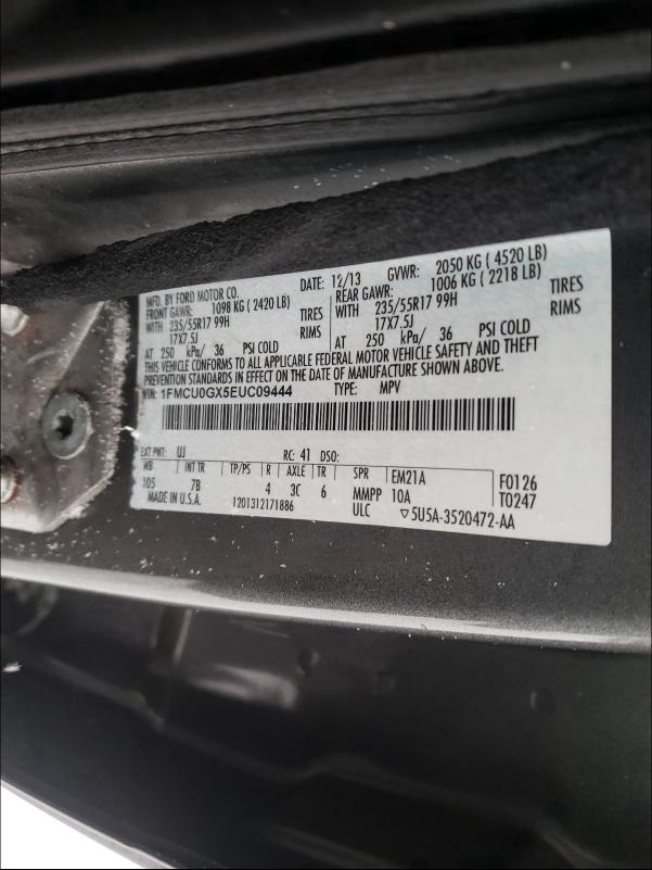 Photo 9 VIN: 1FMCU0GX5EUC09444 - FORD ESCAPE SE 