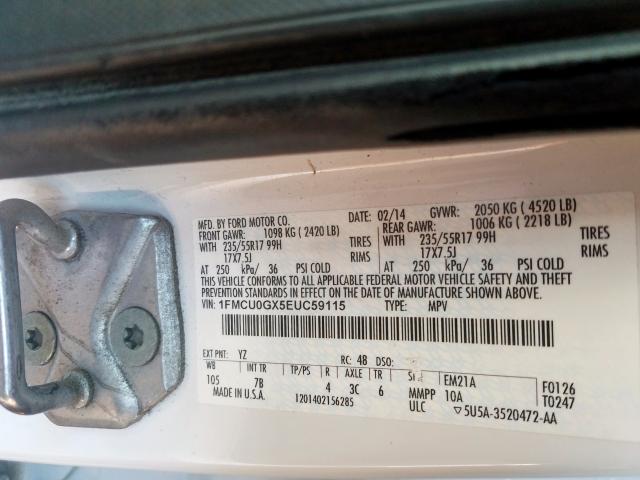 Photo 9 VIN: 1FMCU0GX5EUC59115 - FORD ESCAPE SE 