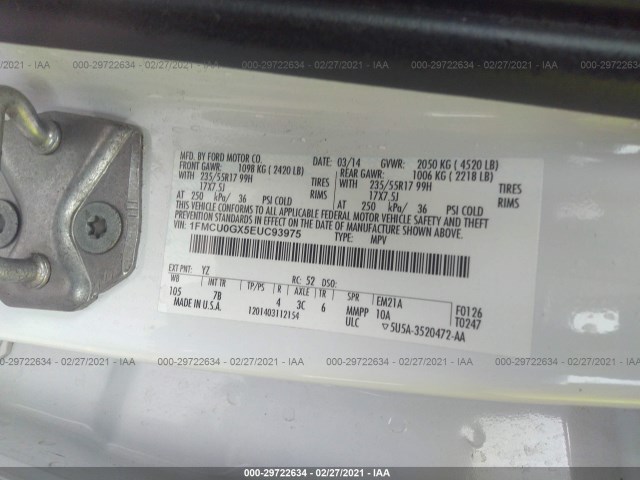 Photo 8 VIN: 1FMCU0GX5EUC93975 - FORD ESCAPE 