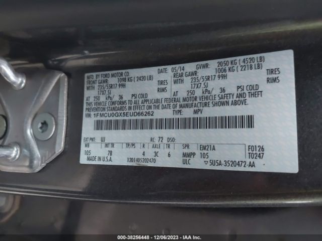 Photo 8 VIN: 1FMCU0GX5EUD66262 - FORD ESCAPE 