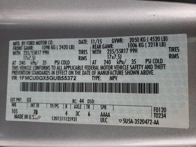 Photo 9 VIN: 1FMCU0GX5GUB55372 - FORD ESCAPE SE 