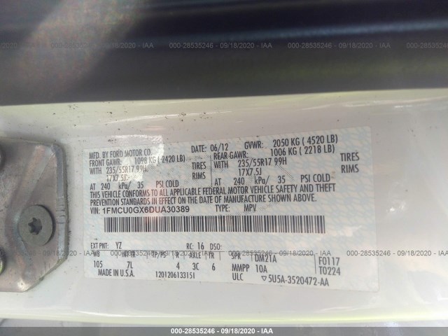 Photo 8 VIN: 1FMCU0GX6DUA30389 - FORD ESCAPE 