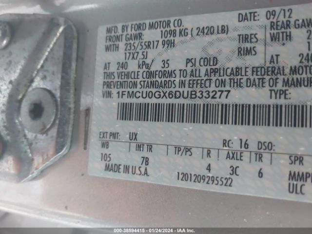 Photo 8 VIN: 1FMCU0GX6DUB33277 - FORD ESCAPE 