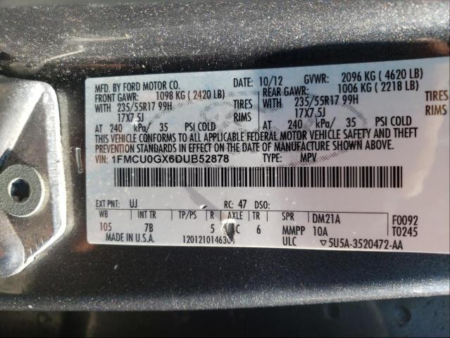 Photo 9 VIN: 1FMCU0GX6DUB52878 - FORD ESCAPE SE 