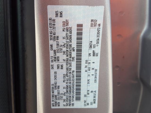 Photo 9 VIN: 1FMCU0GX6DUD39778 - FORD ESCAPE SE 