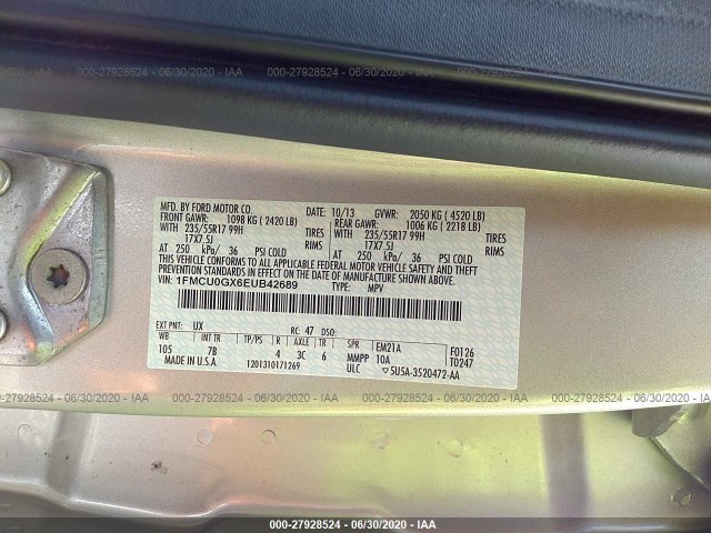 Photo 8 VIN: 1FMCU0GX6EUB42689 - FORD ESCAPE 