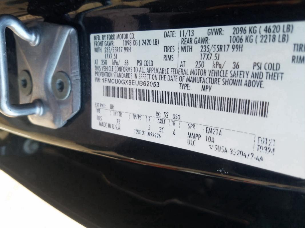 Photo 9 VIN: 1FMCU0GX6EUB62053 - FORD ESCAPE 