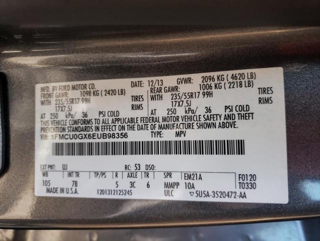 Photo 9 VIN: 1FMCU0GX6EUB98356 - FORD ESCAPE SE 