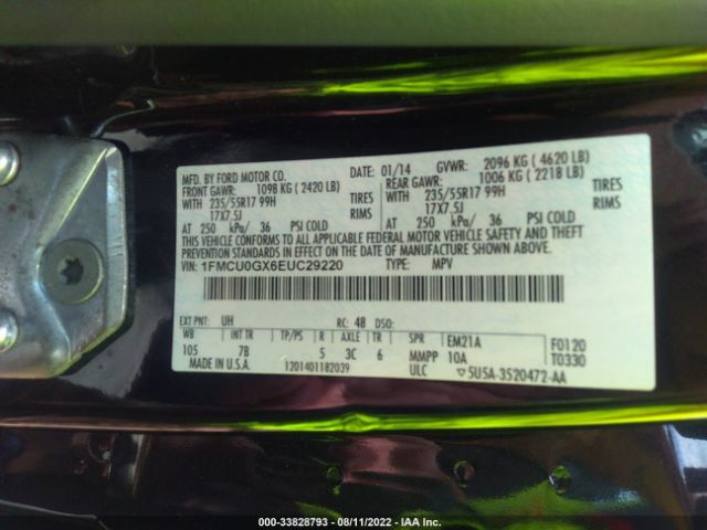 Photo 8 VIN: 1FMCU0GX6EUC29220 - FORD ESCAPE 