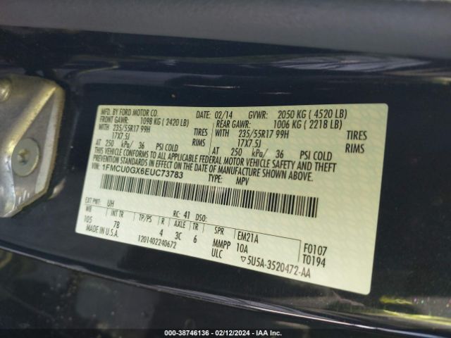 Photo 8 VIN: 1FMCU0GX6EUC73783 - FORD ESCAPE 