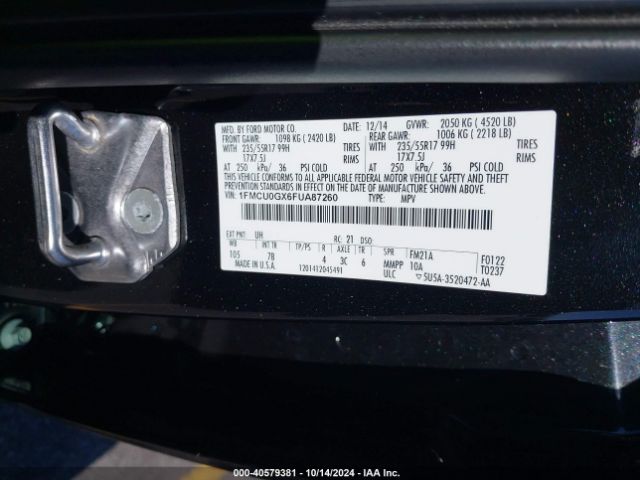 Photo 8 VIN: 1FMCU0GX6FUA87260 - FORD ESCAPE 