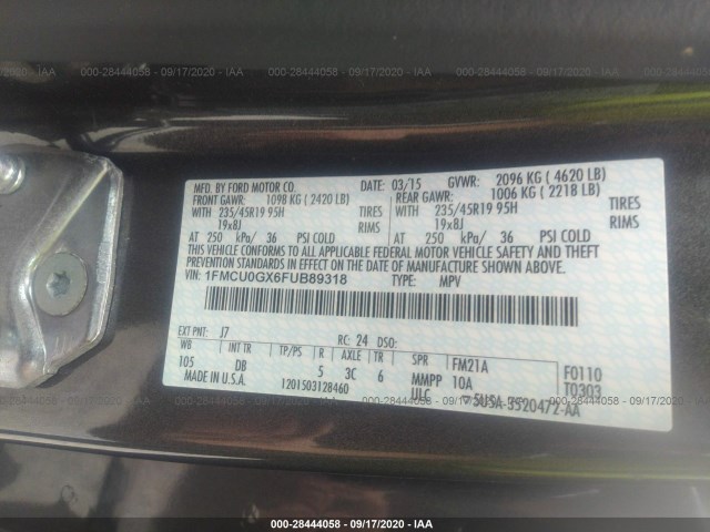 Photo 8 VIN: 1FMCU0GX6FUB89318 - FORD ESCAPE 