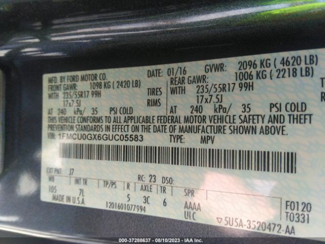 Photo 8 VIN: 1FMCU0GX6GUC05583 - FORD ESCAPE 