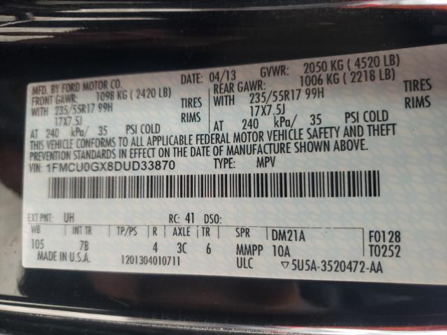 Photo 9 VIN: 1FMCU0GX8DUD33870 - FORD ESCAPE SE 