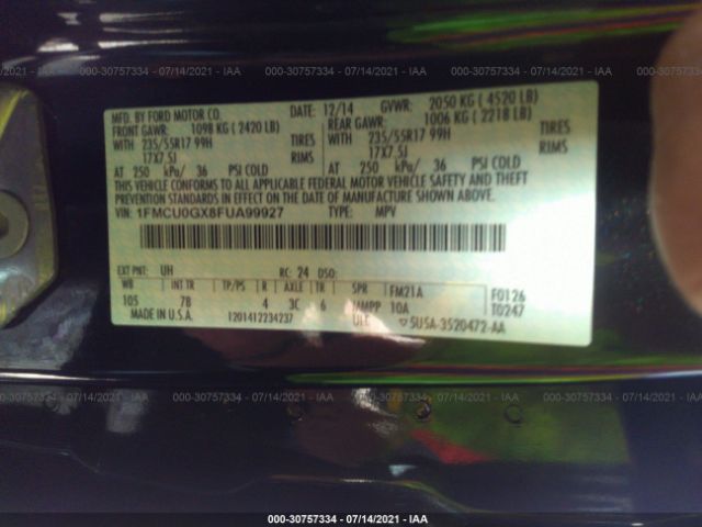 Photo 8 VIN: 1FMCU0GX8FUA99927 - FORD ESCAPE 