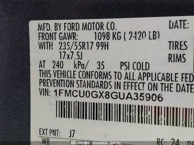 Photo 8 VIN: 1FMCU0GX8GUA35906 - FORD ESCAPE 