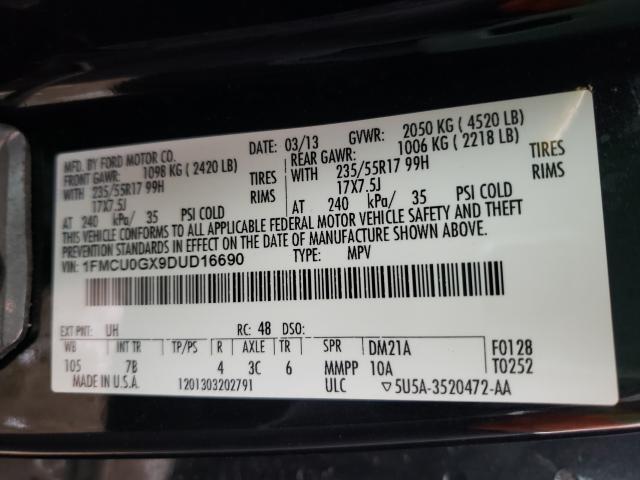 Photo 9 VIN: 1FMCU0GX9DUD16690 - FORD ESCAPE SE 