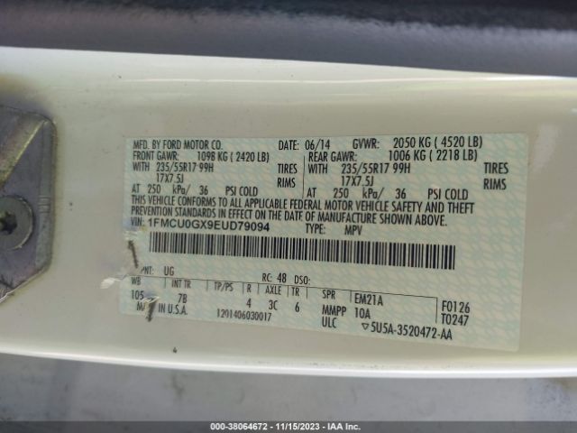 Photo 8 VIN: 1FMCU0GX9EUD79094 - FORD ESCAPE 