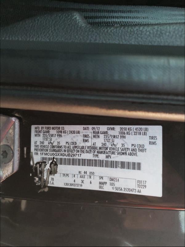 Photo 9 VIN: 1FMCU0GXXDUB29717 - FORD ESCAPE SE 