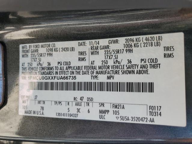 Photo 12 VIN: 1FMCU0GXXFUA66735 - FORD ESCAPE SE 