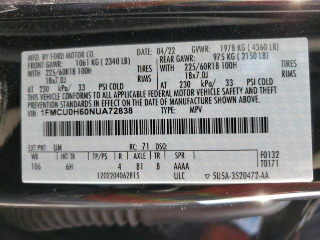 Photo 11 VIN: 1FMCU0H60NUA72838 - FORD ESCAPE 