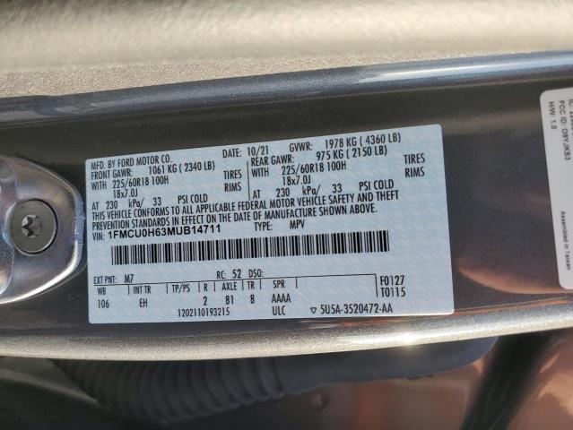 Photo 9 VIN: 1FMCU0H63MUB14711 - FORD ESCAPE SEL 