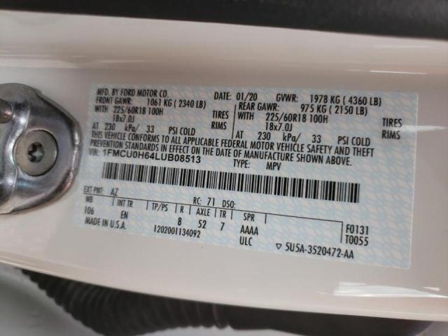 Photo 9 VIN: 1FMCU0H64LUB08513 - FORD ESCAPE SEL 