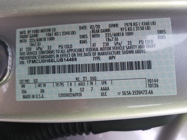 Photo 9 VIN: 1FMCU0H66LUB14488 - FORD ESCAPE SEL 