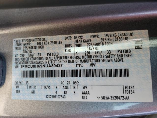 Photo 12 VIN: 1FMCU0H69NUA89427 - FORD ESCAPE 