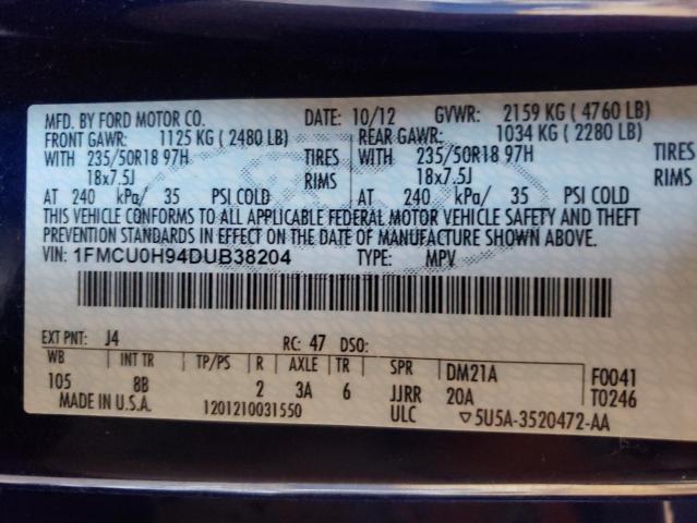 Photo 9 VIN: 1FMCU0H94DUB38204 - FORD ESCAPE SEL 