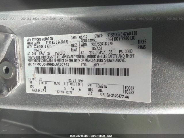 Photo 8 VIN: 1FMCU0H99DUA30743 - FORD ESCAPE 