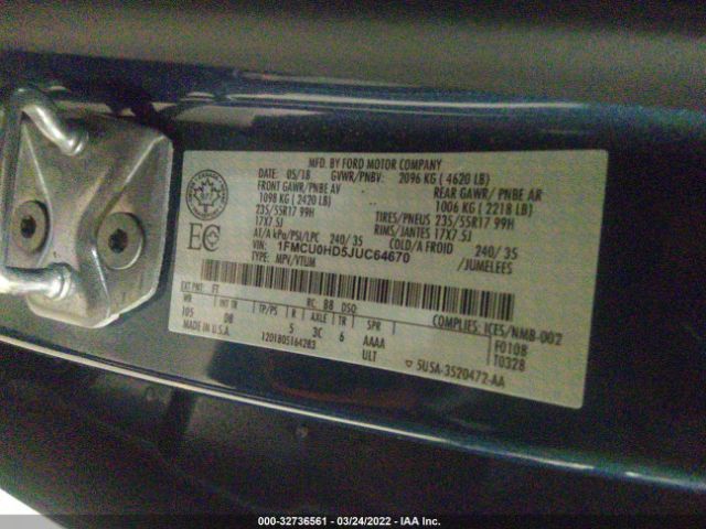 Photo 8 VIN: 1FMCU0HD5JUC64670 - FORD ESCAPE 