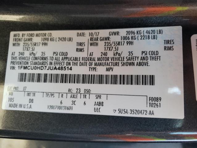 Photo 9 VIN: 1FMCU0HD7JUA48514 - FORD ESCAPE SEL 