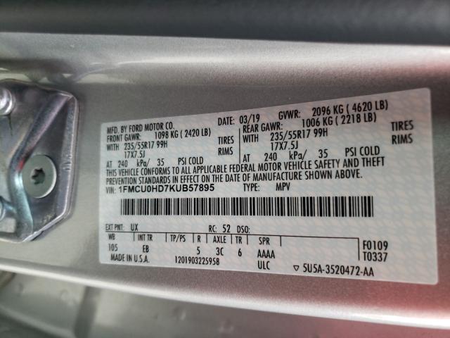 Photo 9 VIN: 1FMCU0HD7KUB57895 - FORD ESCAPE SEL 