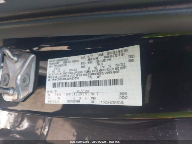 Photo 8 VIN: 1FMCU0HD8JUA63555 - FORD ESCAPE 