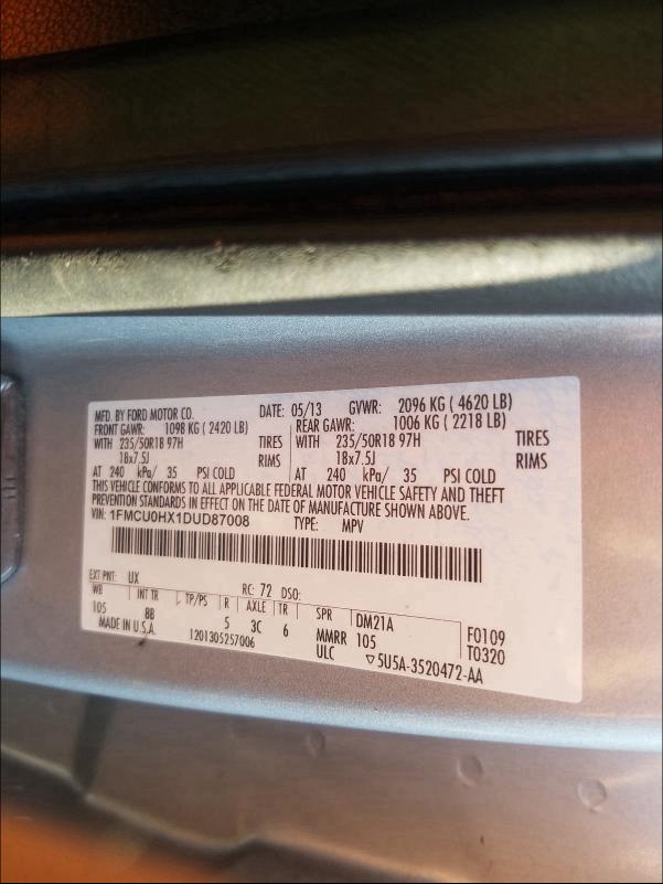 Photo 9 VIN: 1FMCU0HX1DUD87008 - FORD ESCAPE SEL 