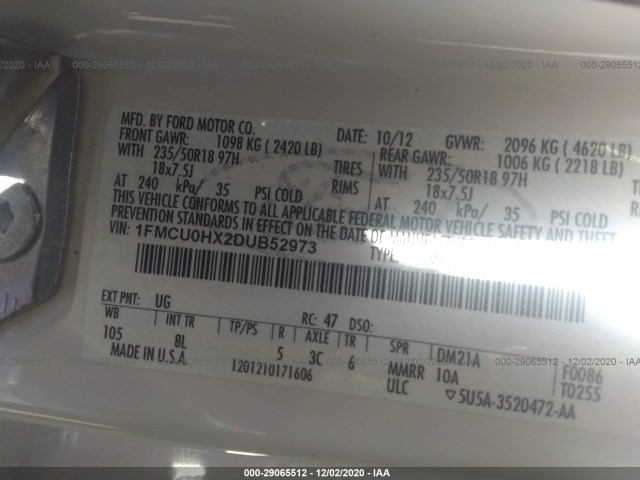 Photo 8 VIN: 1FMCU0HX2DUB52973 - FORD ESCAPE 