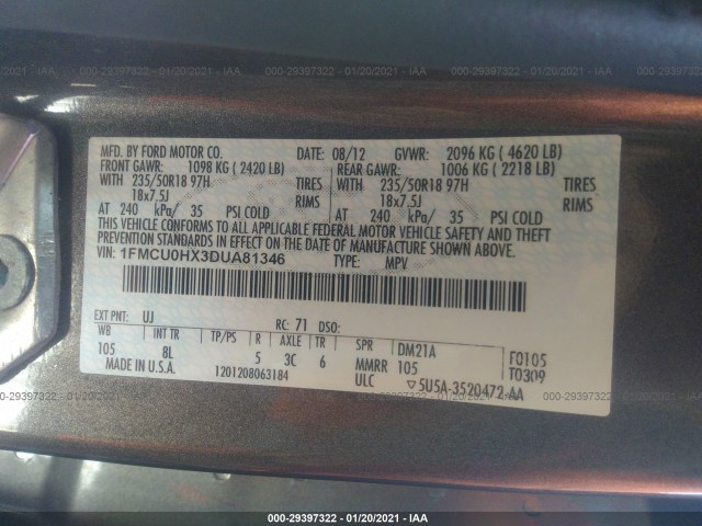 Photo 8 VIN: 1FMCU0HX3DUA81346 - FORD ESCAPE 