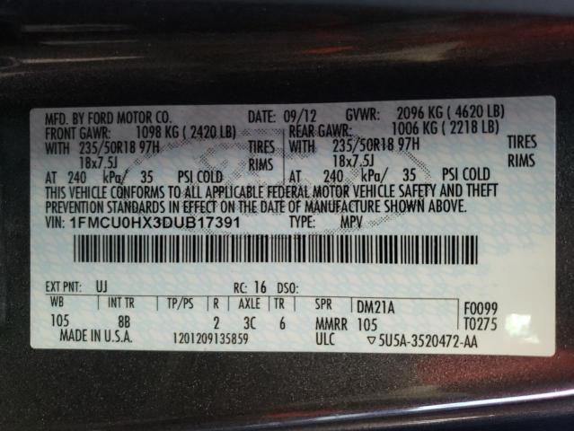 Photo 12 VIN: 1FMCU0HX3DUB17391 - FORD ESCAPE SEL 