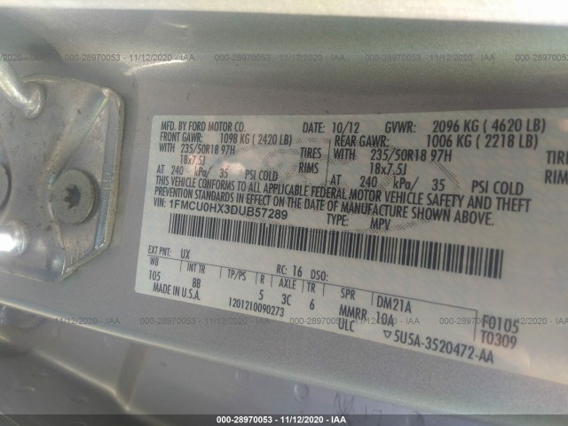 Photo 8 VIN: 1FMCU0HX3DUB57289 - FORD ESCAPE 