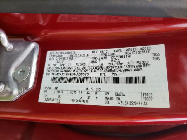 Photo 9 VIN: 1FMCU0HX4DUA88578 - FORD ESCAPE SEL 