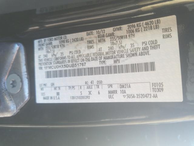 Photo 9 VIN: 1FMCU0HX5DUB51767 - FORD ESCAPE SEL 