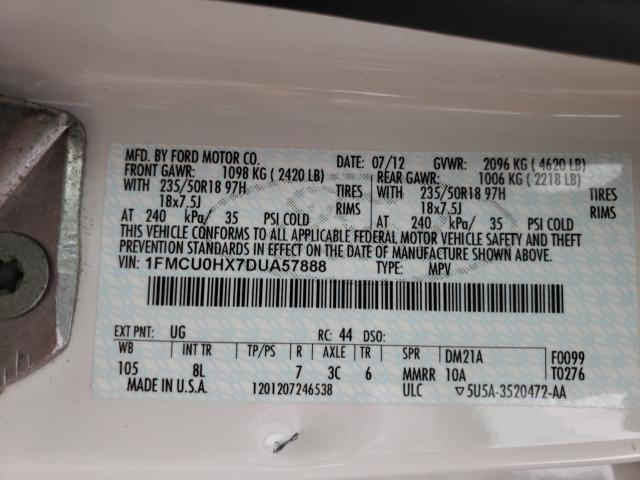 Photo 9 VIN: 1FMCU0HX7DUA57888 - FORD ESCAPE SEL 