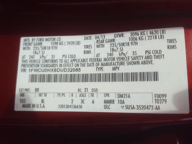 Photo 9 VIN: 1FMCU0HX8DUD32085 - FORD ESCAPE SEL 