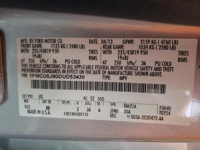 Photo 9 VIN: 1FMCU0J90DUD53430 - FORD ESCAPE TIT 