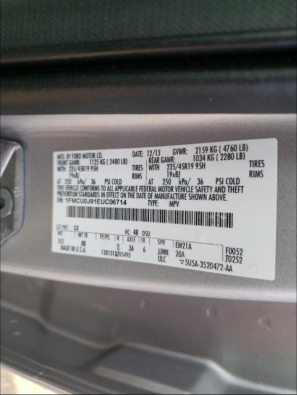 Photo 9 VIN: 1FMCU0J91EUC06714 - FORD ESCAPE TIT 