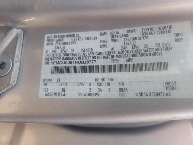 Photo 9 VIN: 1FMCU0J91HUB28777 - FORD ESCAPE TIT 