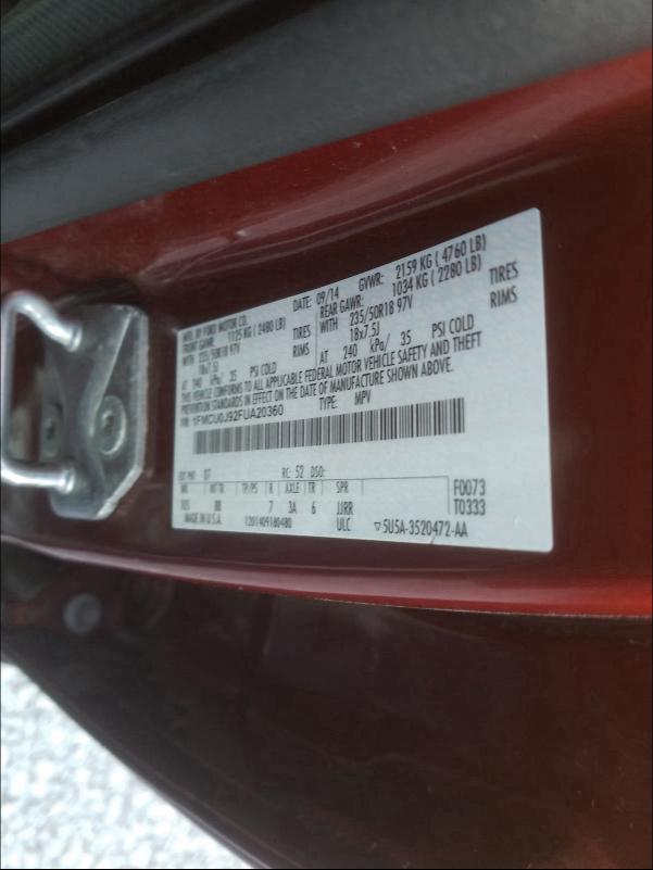 Photo 9 VIN: 1FMCU0J92FUA20360 - FORD ESCAPE TIT 